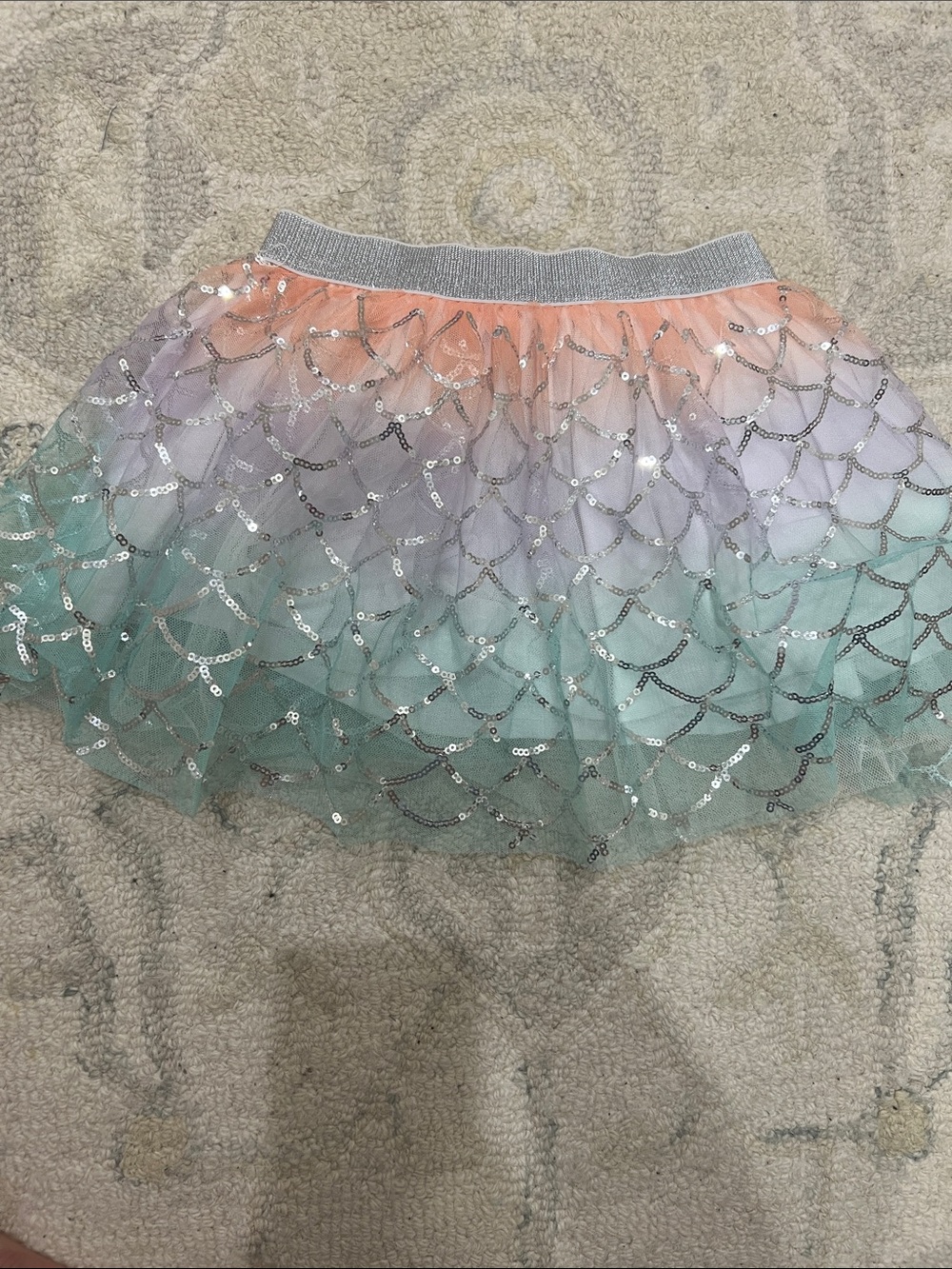 Pastel Ombre Mermaid Sequin Tulle Tutu Skirt - Girls 2-4T